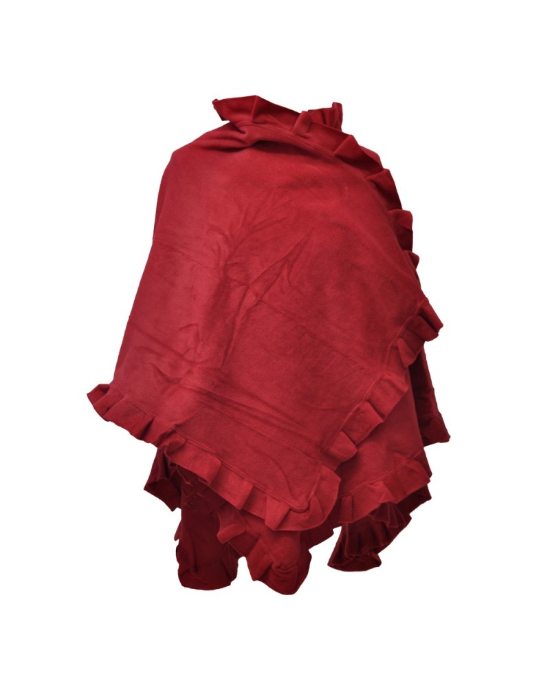 Poncho in pile rosso, vendita poncho da donna, Toutacoo.