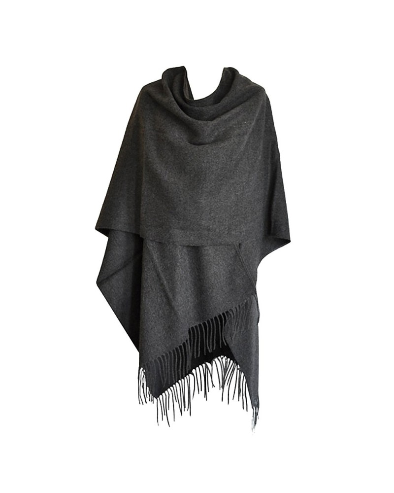 Poncho gris con flecos para mujer - Comprar ponchos - Toutacoo.
