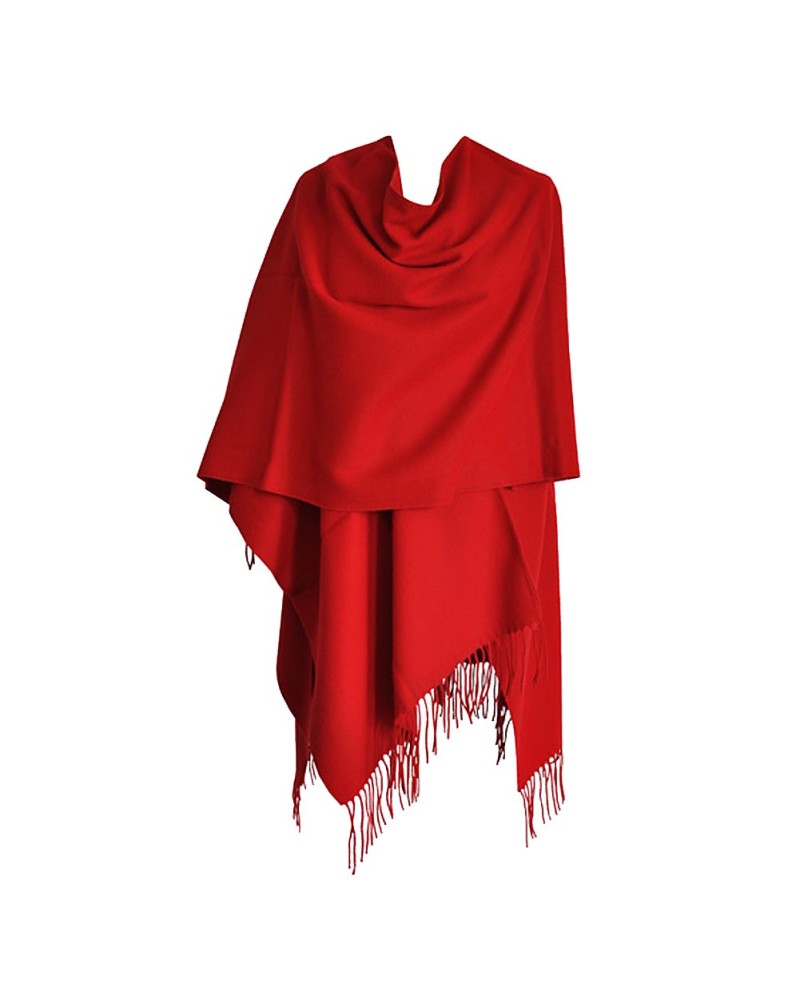 Roter Poncho mit Fransen für Damen – Ponchos kaufen – Toutacoo.