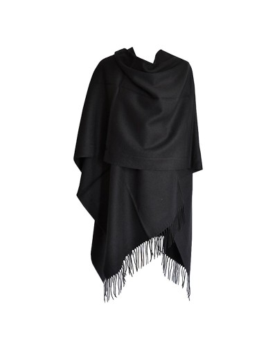 Poncho nero con frange da donna - Acquista poncho - Toutacoo.