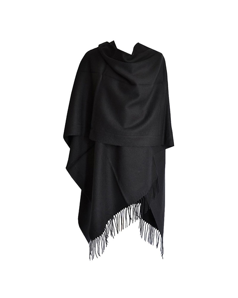 Schwarzer Poncho mit Fransen für Damen – Ponchos kaufen – Toutacoo.