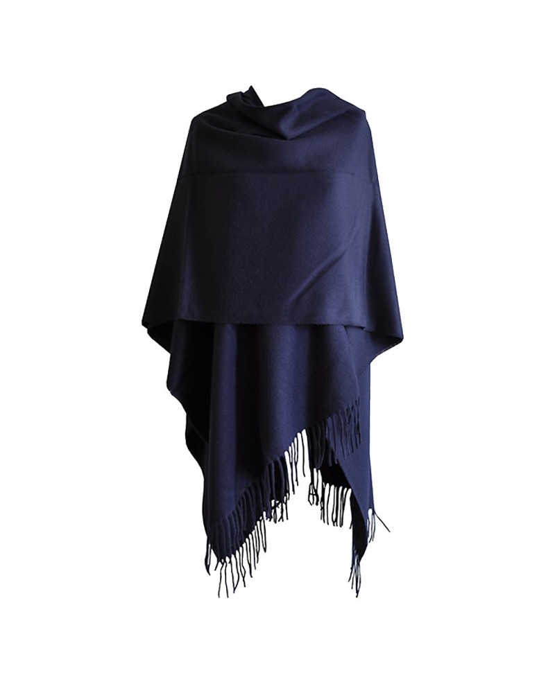 Navy blue poncho with fringes for women - Buy ponchos - Toutacoo.