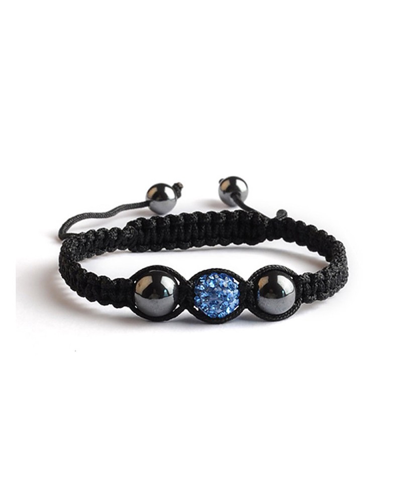 Bracelet Shamballa Bleu clair - 1 perle en strass - Toutacoo.