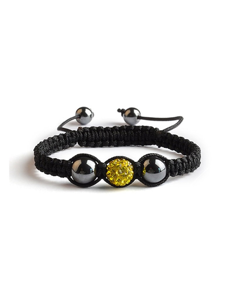 Bracelet Shamballa Citrine - 1 perle en strass - Toutacoo.