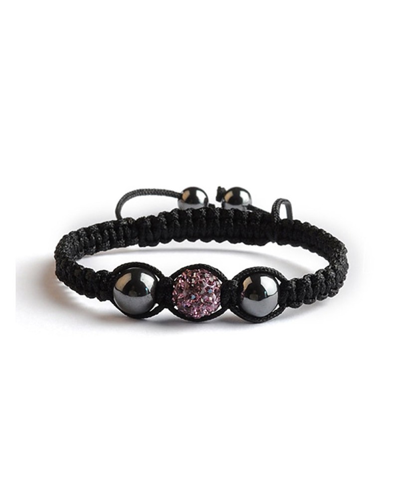 Bracelet Shamballa Améthyste clair - 1 perle en strass - Toutacoo.