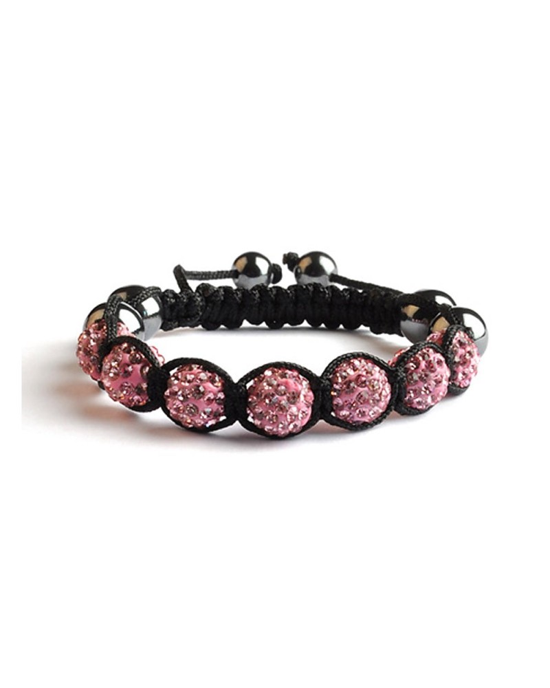 Bracelet Shamballa 7 perles Rose pâle - Toutacoo.