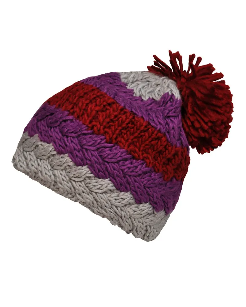 Bonnet tricolore prune - Vente de bonnet en laine - Toutacoo.