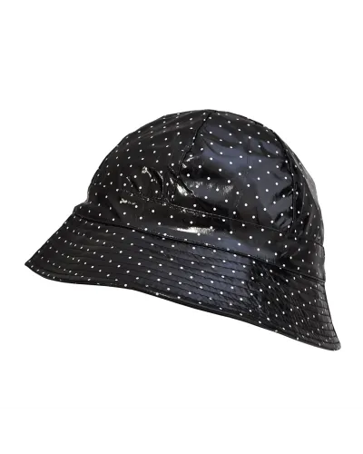 Cappello antipioggia in vinile nero a pois - Vendita cappelli impermeabili - Toutacoo.