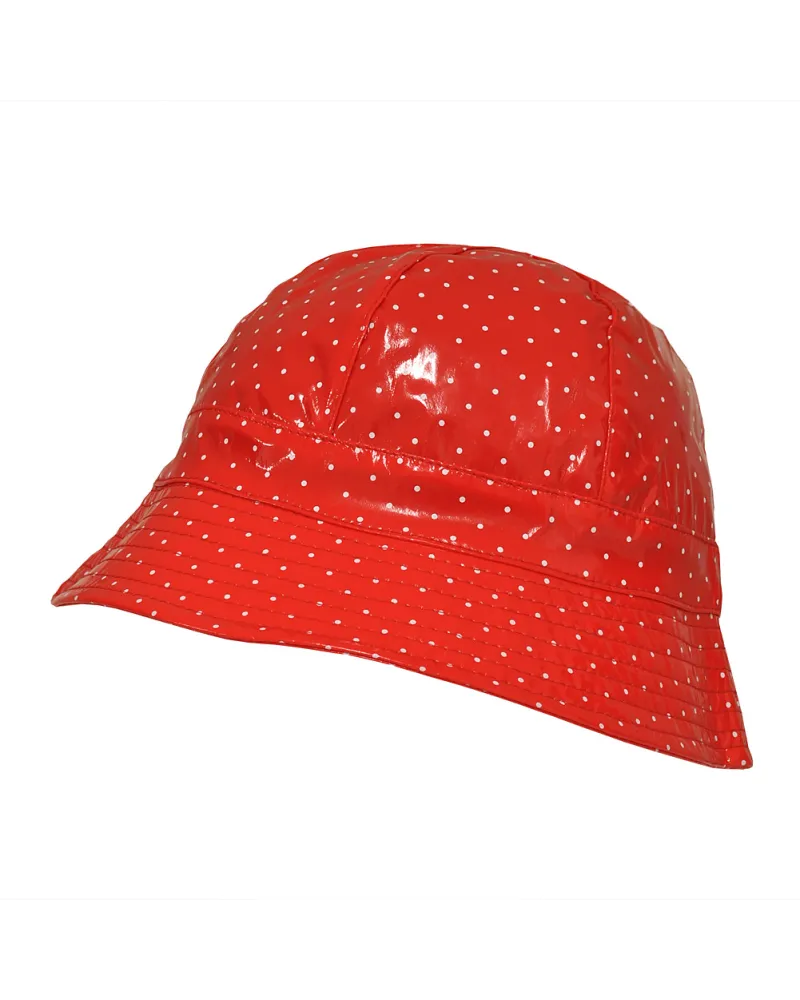 Cappello da pioggia in vinile rosso a pois - Vendita cappelli impermeabili - Toutacoo.