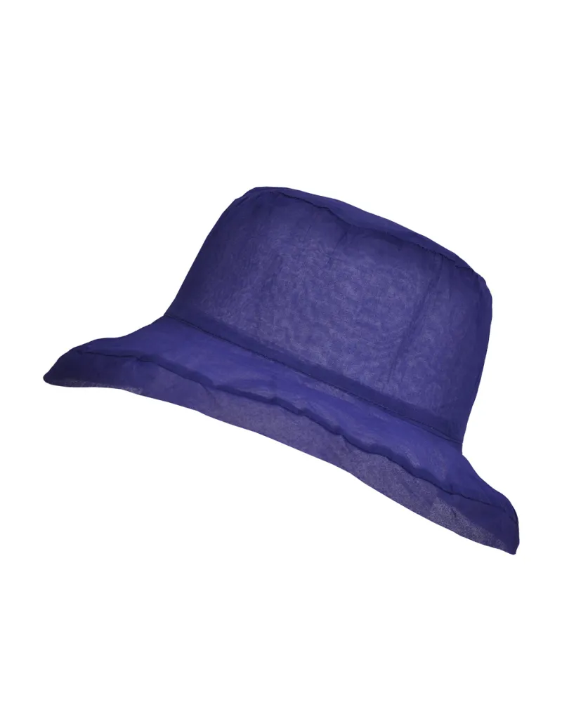 Chapeau organza coton, bleu - Vente chapeaux de plage Femme - Toutacoo