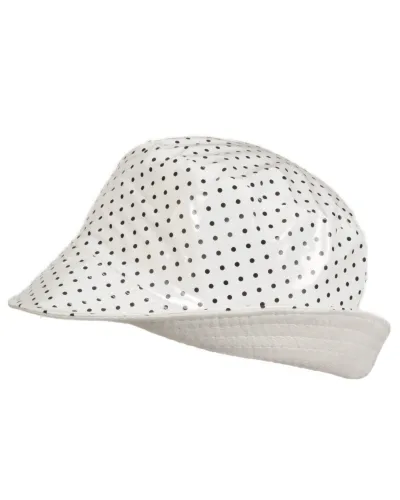 Sombrero de lluvia de vinilo blanco con lunares - Venta de sombreros impermeables - Toutacoo.