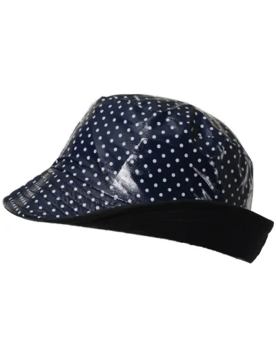 Sombrero de lluvia azul con lunares de vinilo - Venta de sombreros impermeables - Toutacoo.
