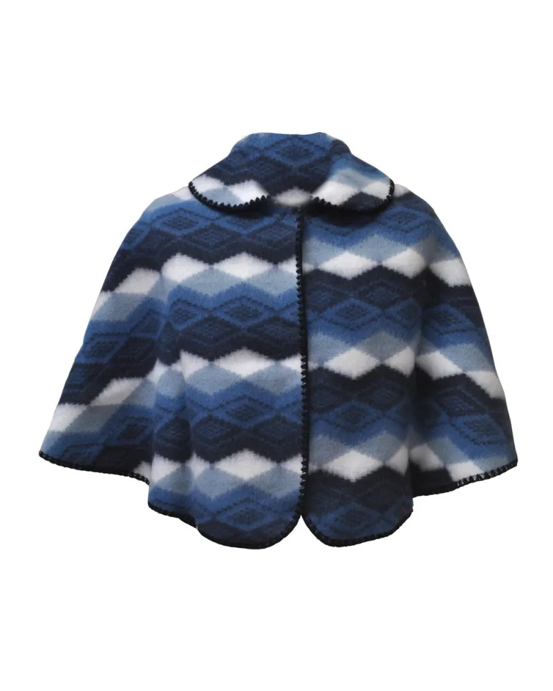 Damen Cape kurz im Poncho-Stil - blau- Toutacoo