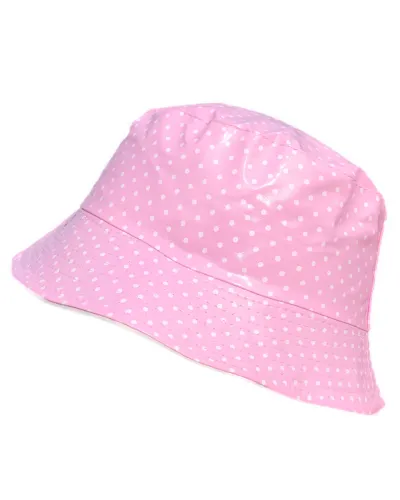 Cappello antipioggia in vinile rosa chiaro a pois - Vendita cappelli impermeabili - Toutacoo.