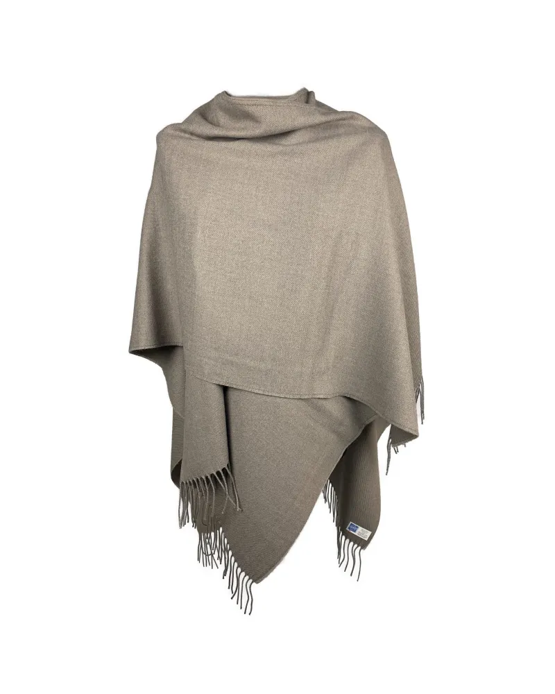Taupe poncho with fringes for women - Buy ponchos - Toutacoo.