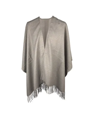 Poncho gris topo con flecos para mujer - Comprar ponchos - Toutacoo.