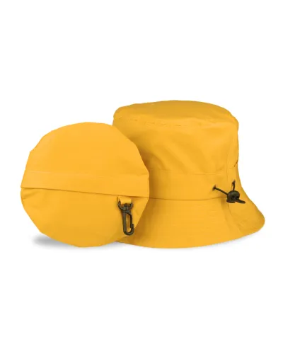 Gelber Sommerhut, zusammenfaltbar in integrierter Tasche – Toutacoo.