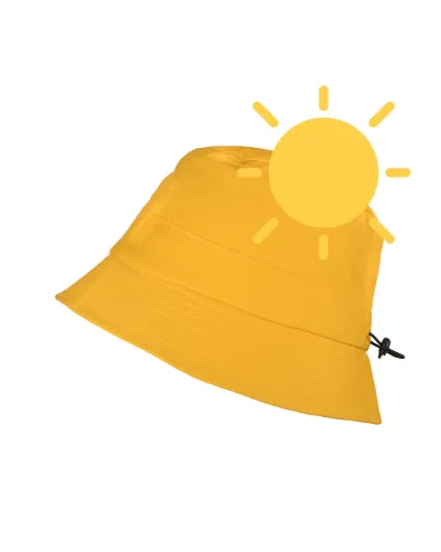 Yellow summer hat that folds into its built-in pocket - Toutacoo.