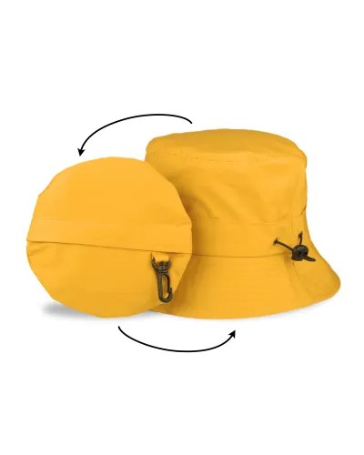 Gelber Sommerhut, zusammenfaltbar in integrierter Tasche – Toutacoo.