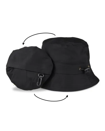 Cappello estivo nero ripiegabile nella sua tasca integrata - Toutacoo.