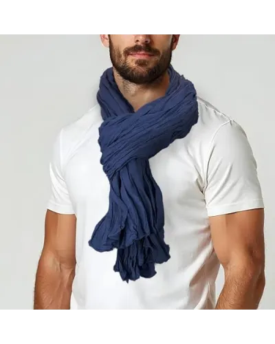 Navy blue woven cotton cheche scarf - Toutacoo