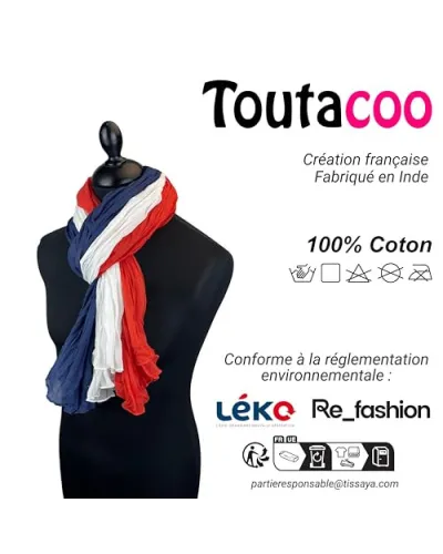 Beige and pink woven cotton cheche scarf - Toutacoo