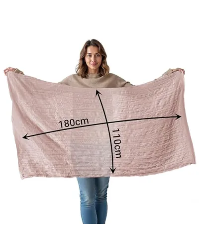 Beige-rosa geflochtener Baumwollschal -  Toutacoo