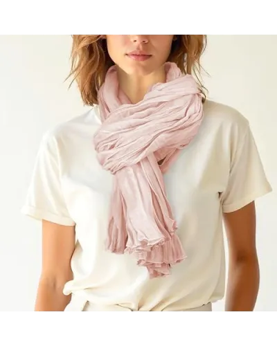 Beige-rosa geflochtener Baumwollschal -  Toutacoo