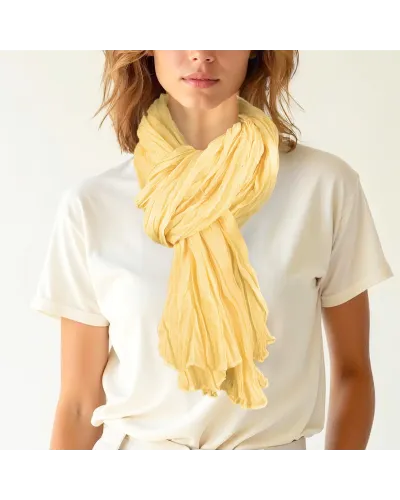 Geflochtener Sommer-Halstuch aus gelber Baumwolle – Boutique Toutacoo