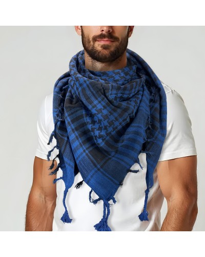 Keffieh noir / bleu en coton, foulard palestinien, Toutacoo.