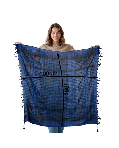 Keffieh noir / bleu en coton, foulard palestinien, Toutacoo.