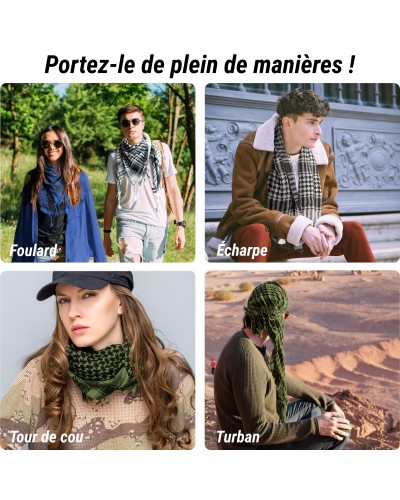 Keffieh noir / bleu en coton, foulard palestinien, Toutacoo.