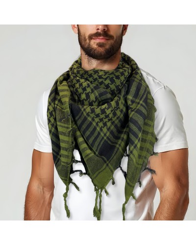 Keffieh noir / kaki en coton, foulard palestinien, Toutacoo.