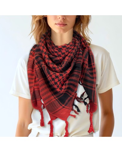 Keffieh noir / rouge en coton, foulard palestinien, Toutacoo.