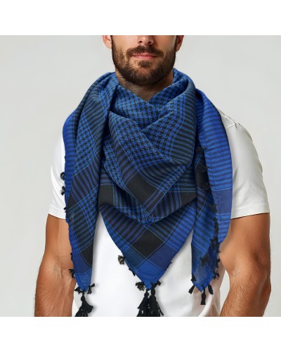 Keffieh noir et  bleu en coton, foulard palestinien, Toutacoo.