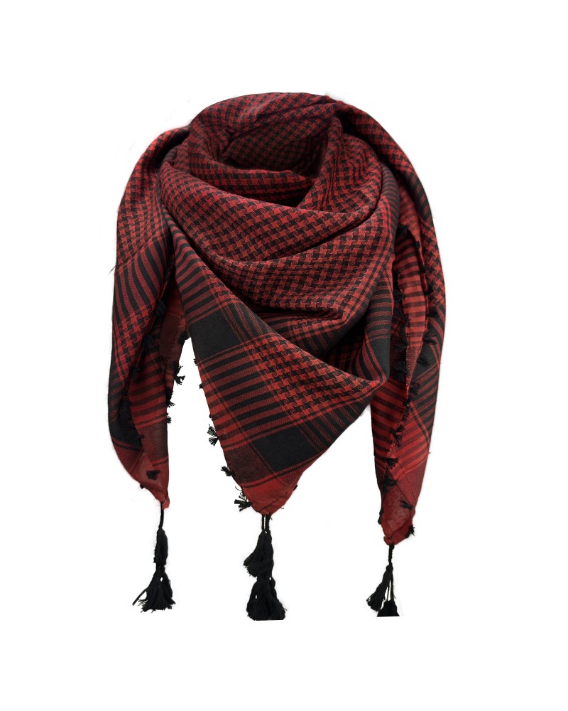 Keffieh nero e rosso in cotone, foulard palestinese, Toutacoo.