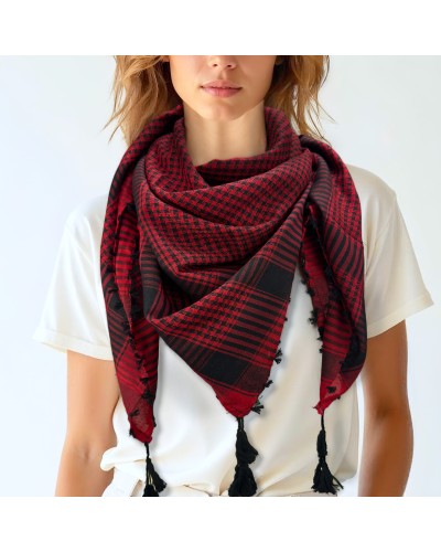 Keffieh noir et rouge en coton, foulard palestinien, Toutacoo.